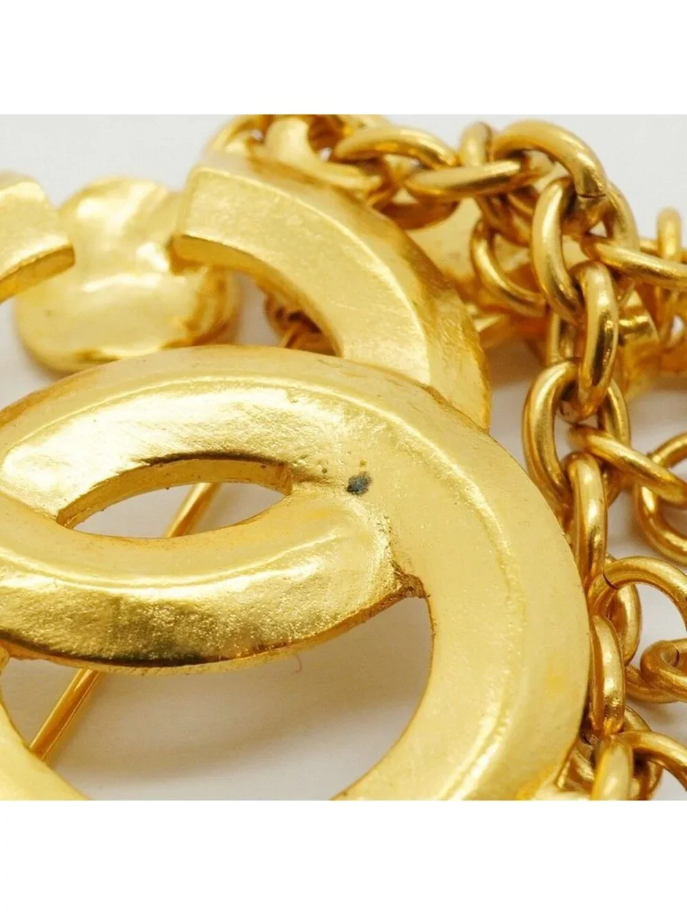 Chanel Brooch Vintage CC Logo Gold Plated